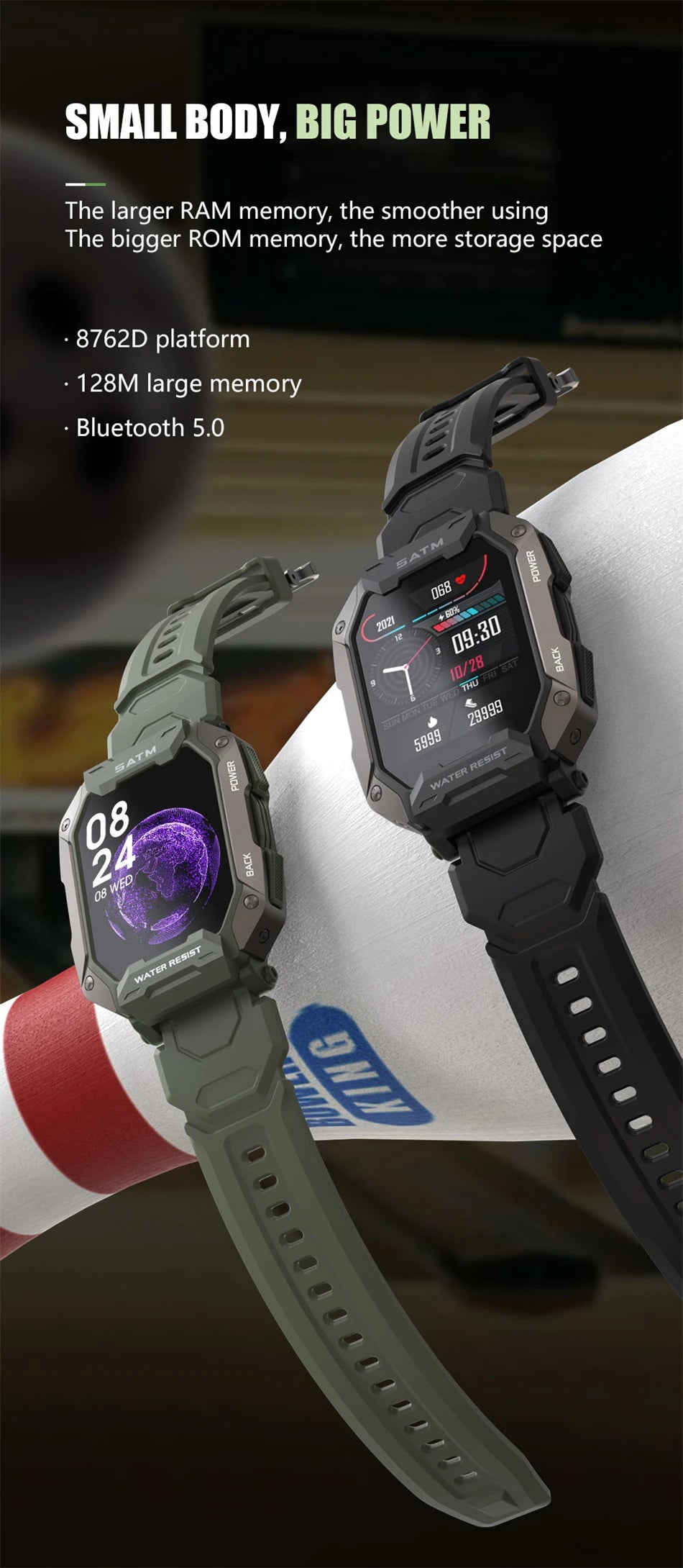 Smart Watch Men Swim IP68 ATM Waterproof Smart Clock Outdoor Sports Fitness Tracker Health Monitor Smartwatch For Android IOS