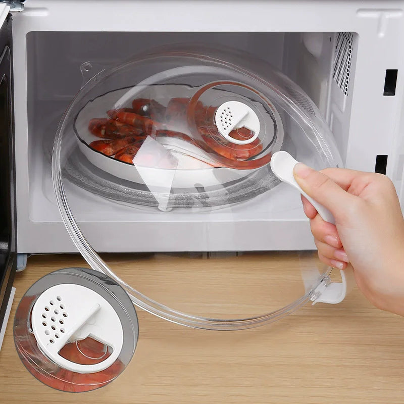 Microwave Cover With Handle High Temperature Resistant Microwave Splash Guard Lid Transparent Food Heating Cover with Steam Vent