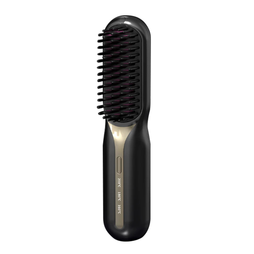 NEW Electric Ceramic Heating Straight Hair Comb Wireless Portable Negative Ion Styling Tool Rechargeable USB Straightening Brush