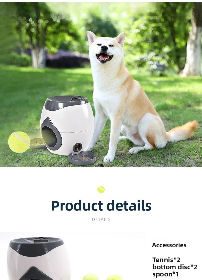 2 in 1 Dog Pet Interactive Toy Tennis Ball Launcher Automatic Throwing Training Reward Machine Fun Feeding Machine Pet Supplies