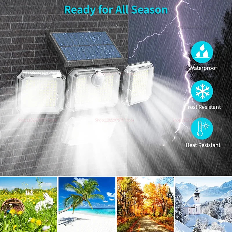 122/333 Led Outdoor Solar Lights Motion Sensor Powerful Led Lamp Spotlight Sunlight Energy Waterproof For Exterior Garden