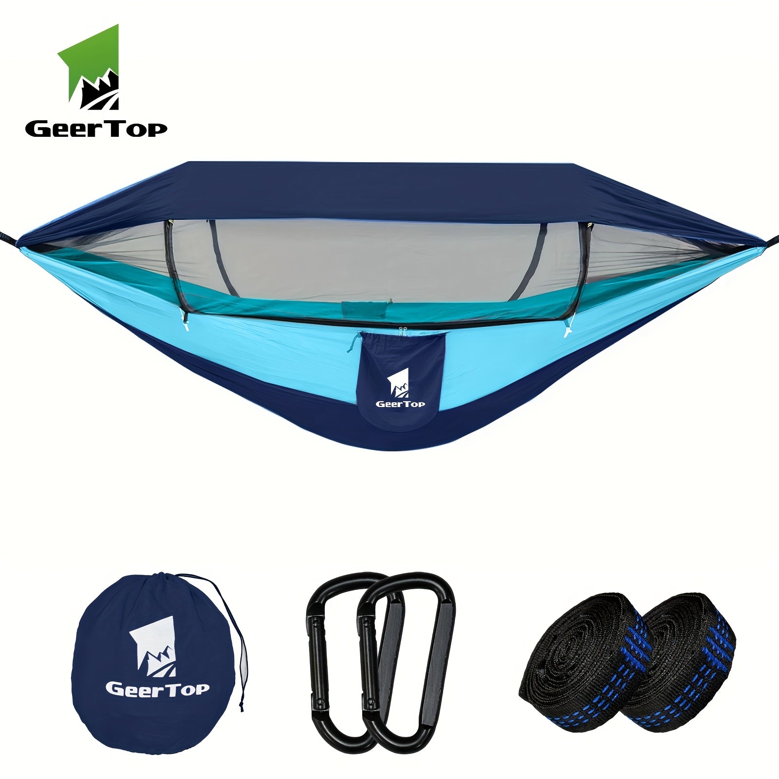 [3-in-1 Hammock] GEERTOP 3-in-1 Outdoor Hammock | Double Sleep Rest Camping Hammock with Mosquito Net Sun Shelter for Backpacking Travel Garden Park