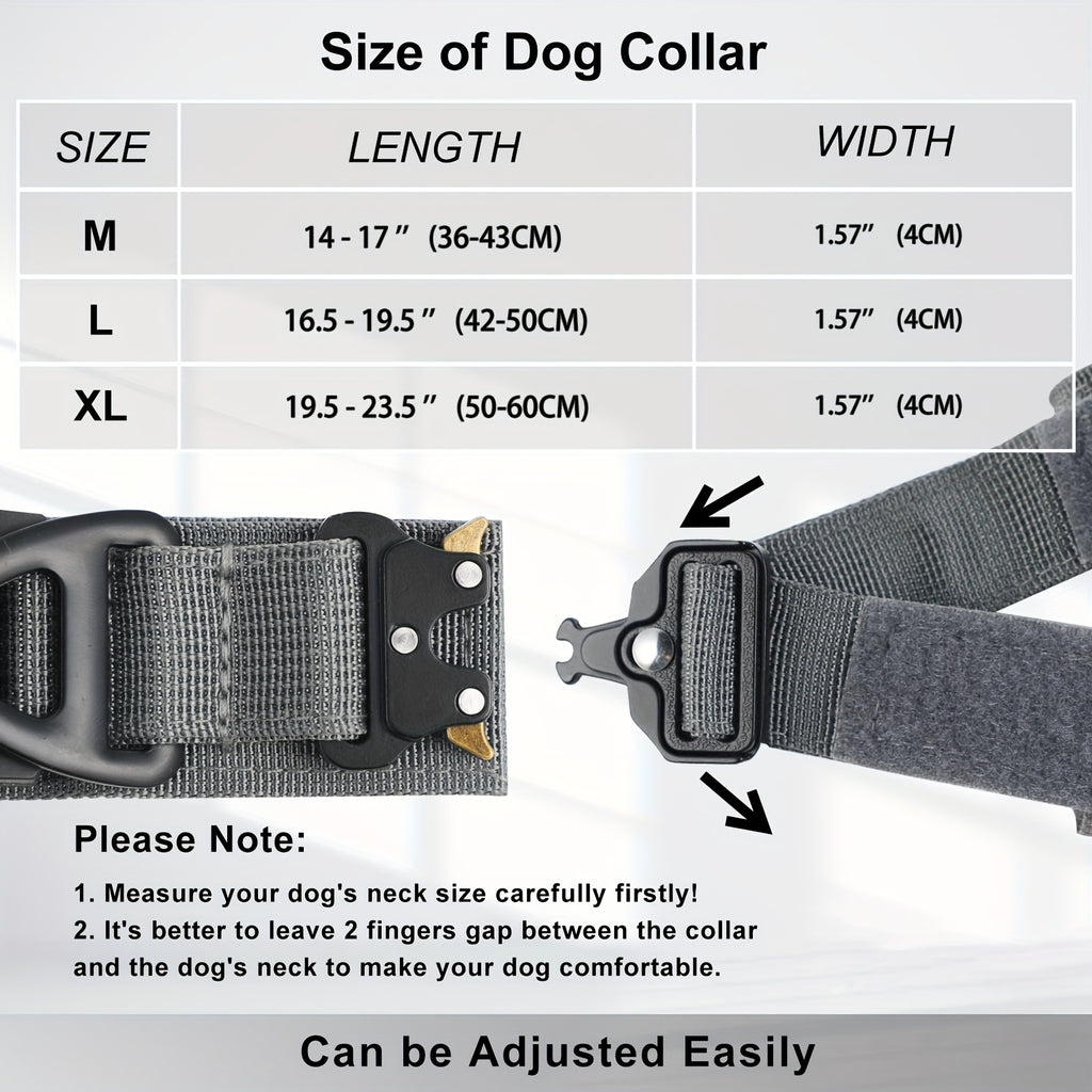 Tactical Nylon Dog Collar with GPS Holder, Adjustable Military-Style Collar for Dogs, Heavy-Duty Training Collar for All Breeds, Heavy Duty Collar | Secure Fit Collar | Adjustable Colla