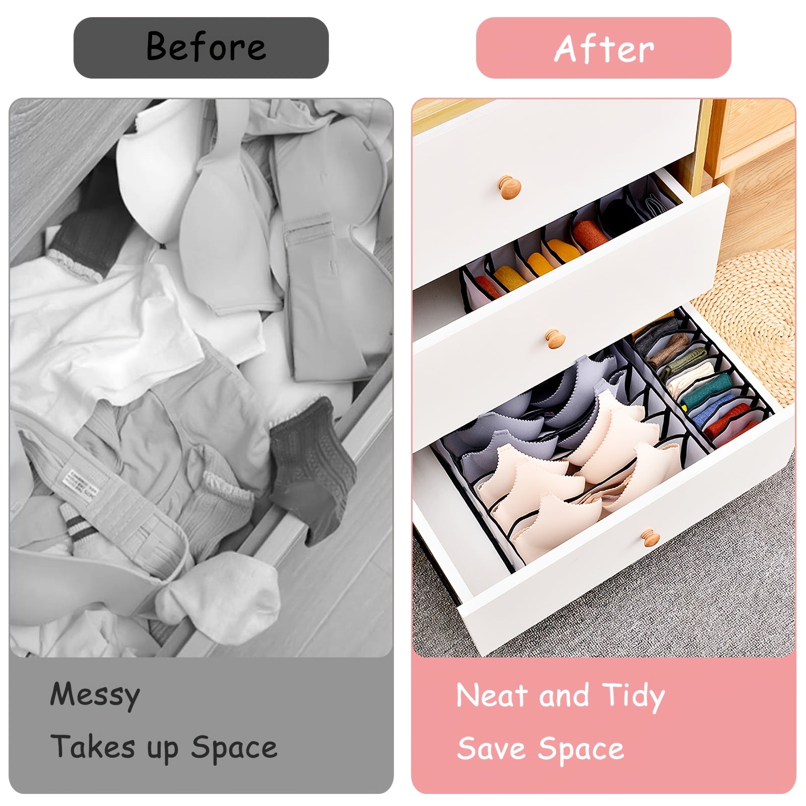 5pcs Foldable Nylon Bra Organizer - Closet Underwear Organizer