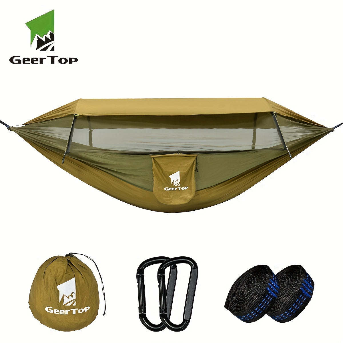 [3-in-1 Hammock] GEERTOP 3-in-1 Outdoor Hammock | Double Sleep Rest Camping Hammock with Mosquito Net Sun Shelter for Backpacking Travel Garden Park