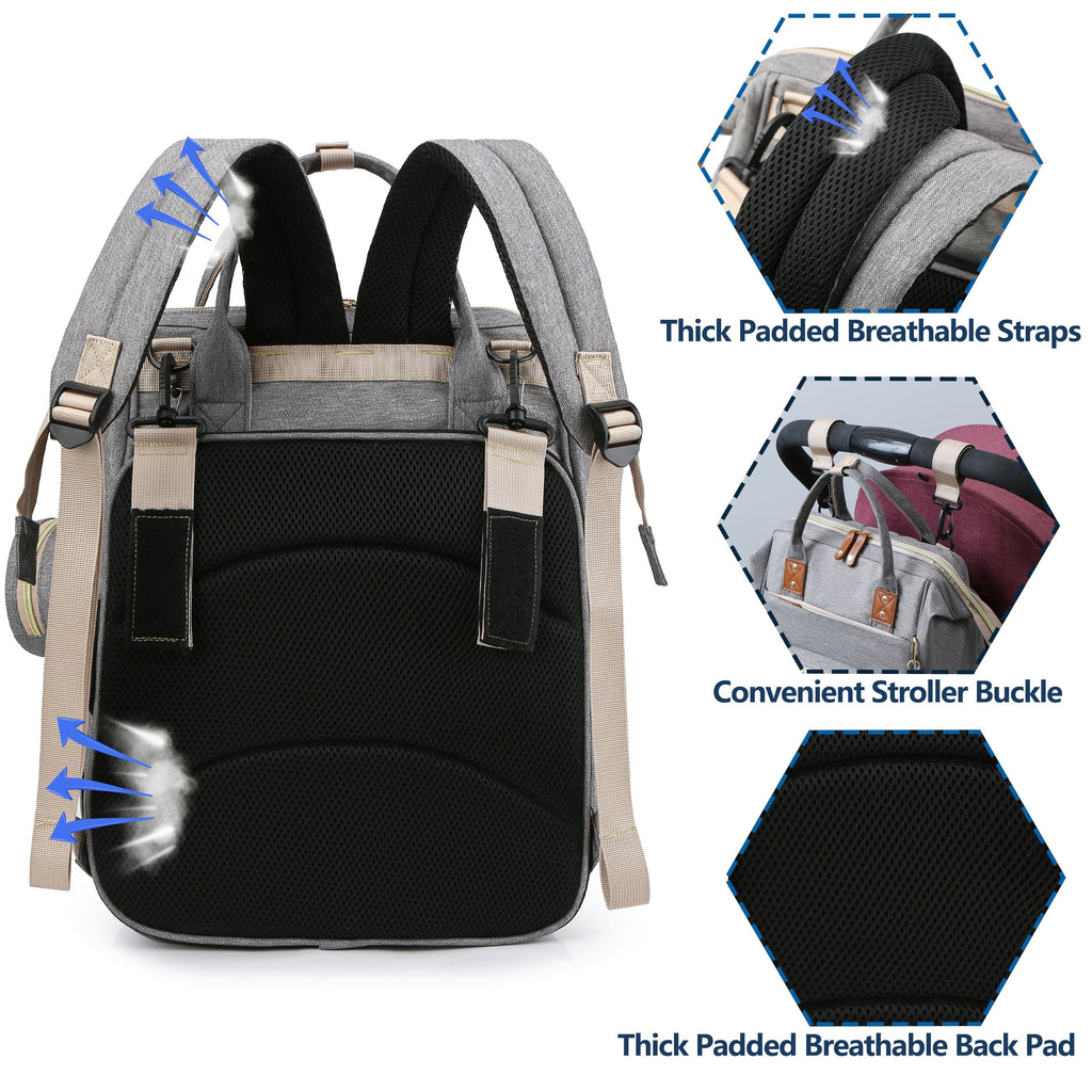[Diaper Bag Backpack] Lamroro Diaper Bag Backpack, Bags for Boys Girls, Diaper Backpack Bag with a changing station, Multifunction Large Travel Back Pack, Registry Search, Essential Gifts