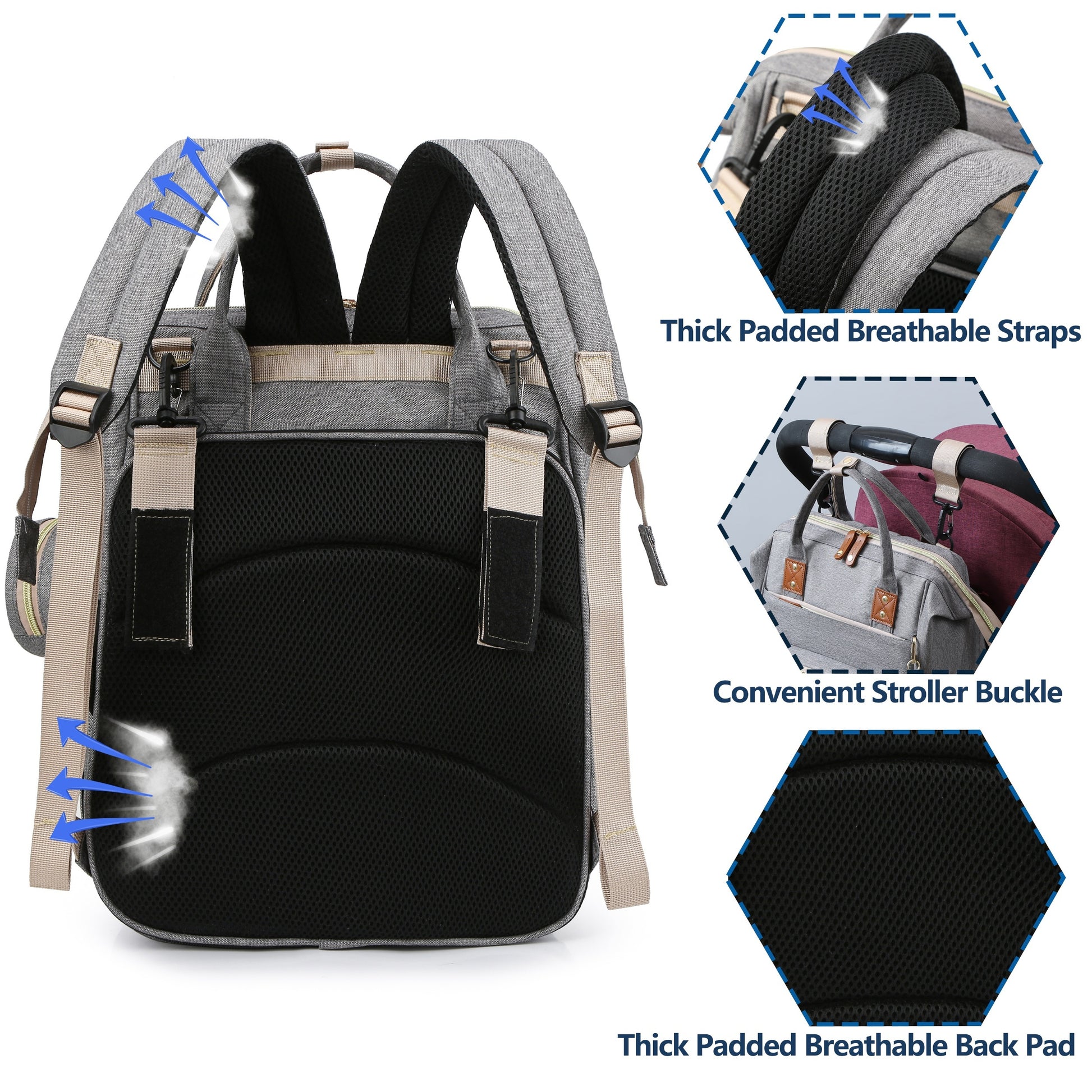 [Diaper Bag Backpack] Lamroro Diaper Bag Backpack, Bags for Boys Girls, Diaper Backpack Bag with a changing station, Multifunction Large Travel Back Pack, Registry Search, Essential Gifts