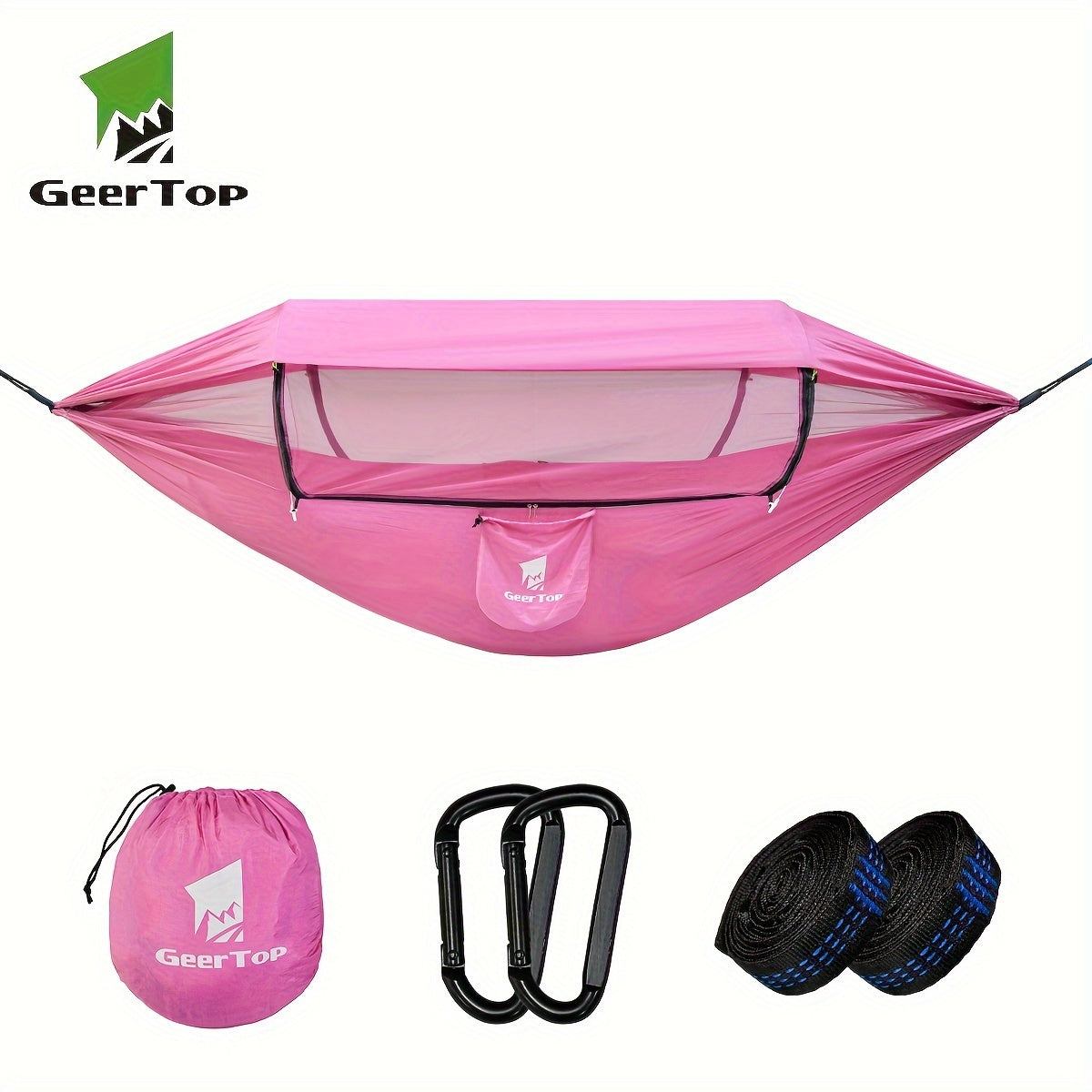 [3-in-1 Hammock] GEERTOP 3-in-1 Outdoor Hammock | Double Sleep Rest Camping Hammock with Mosquito Net Sun Shelter for Backpacking Travel Garden Park