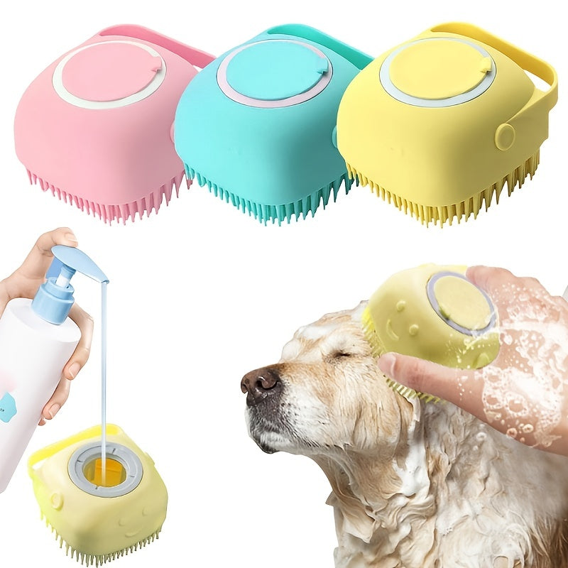 Soft Dog Shampoo Massager Bath Brush with Detachable
