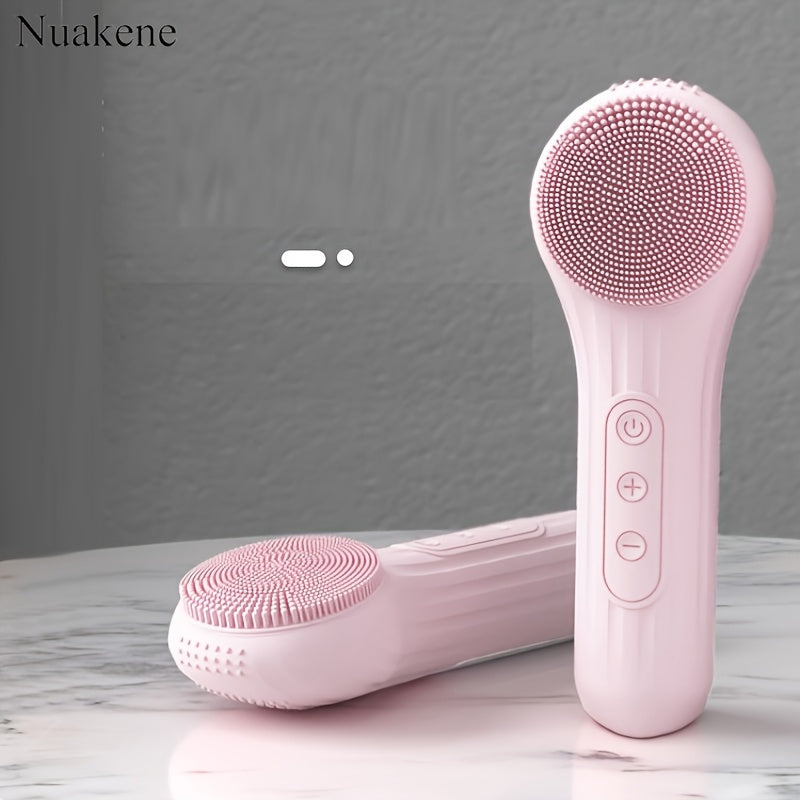 Nuakene Rechargeable 2-in-1 Facial Cleansing Brush, Electric Facial Cleansing Brush, Facial Cleansing Vibration Massage Brush, 5-Mode Facial Cleanser, Magnetic Charging, Women's Christmas Gift, Facial Cleansing Brush