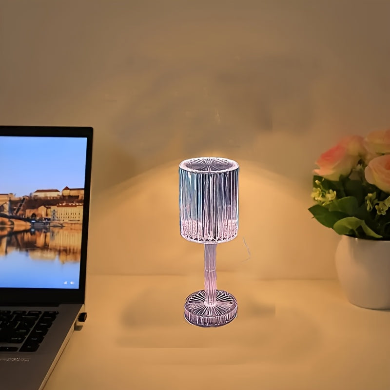 Elegant Crystal Touch Control Bedside Lamp - Adjustable LED Light with Rechargeable Battery, Dimmable, USB Charging, Indoor Decor, Modern Table Lamp|Decorative Table Lamp|Adjustable Light Lamp