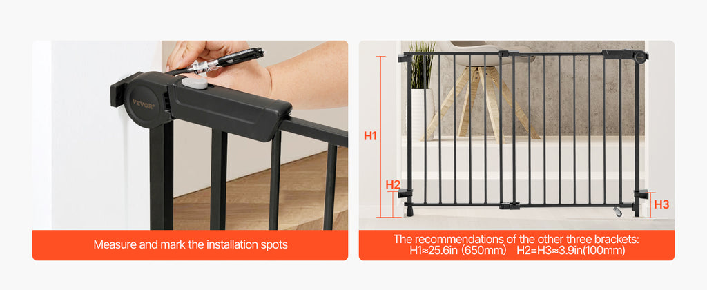 SucceBuy Baby Gate 29.5-43 Inches Adjustable Width 28 Inches High Dog Gate No Threshold Bar Easy Step Walk Child Pet Security