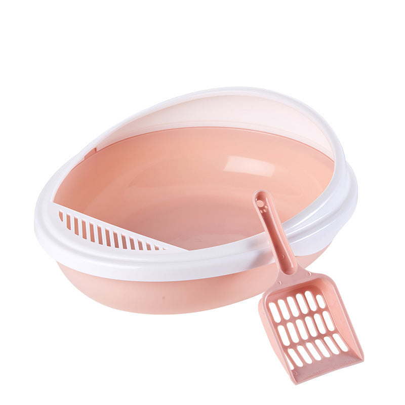 Pet Semi-Enclosed Cat Litter Box Detachable Cat Toilet with Cat Litter Shovel
