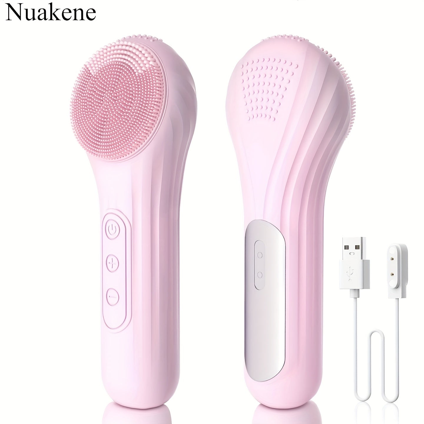 Nuakene Rechargeable 2-in-1 Facial Cleansing Brush, Electric Facial Cleansing Brush, Facial Cleansing Vibration Massage Brush, 5-Mode Facial Cleanser, Magnetic Charging, Women's Christmas Gift, Facial Cleansing Brush