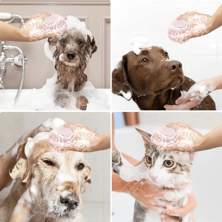 Soft Dog Shampoo Massager Bath Brush with Detachable