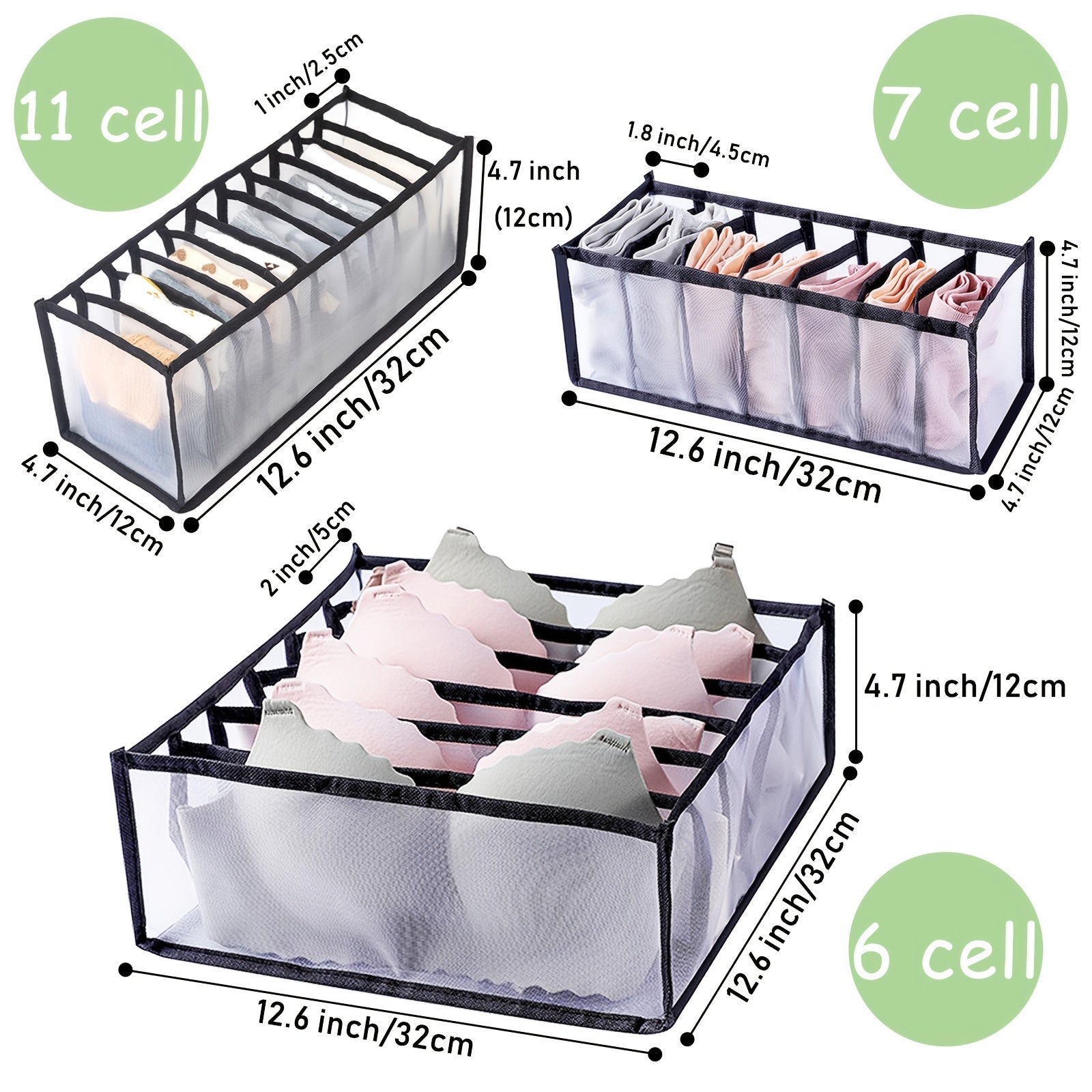 5pcs Foldable Nylon Bra Organizer - Closet Underwear Organizer