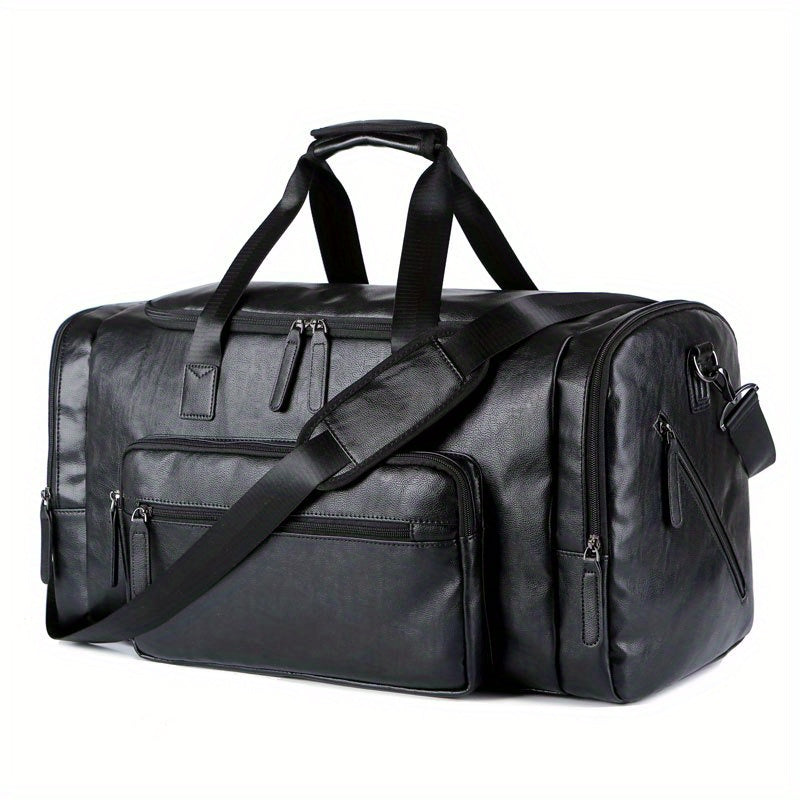 Men'S Genuine Travel Duffel Bag - Adjustable Shoulder Straps, Multiple Compartments, Durable & Stylish for Weekends, Trips & Daily Use (Black), Luggage for Travel, Secure Zipper Closure
