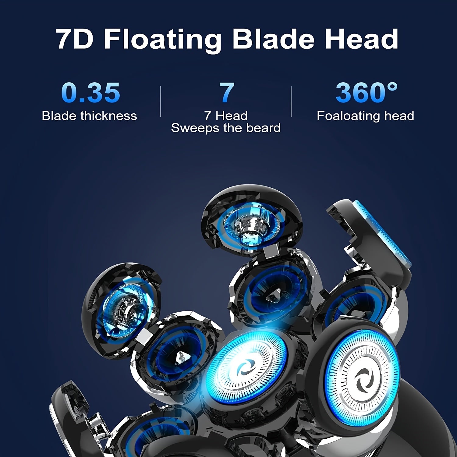 7D 5-in-1 Electric Head Shavers for Bald Men