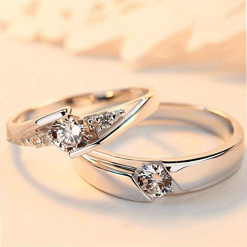 1Pair 925 Sterling Silver Moissanite Couple Rings Romantic Valentine's Day, Memorial Day, Birthday Gift