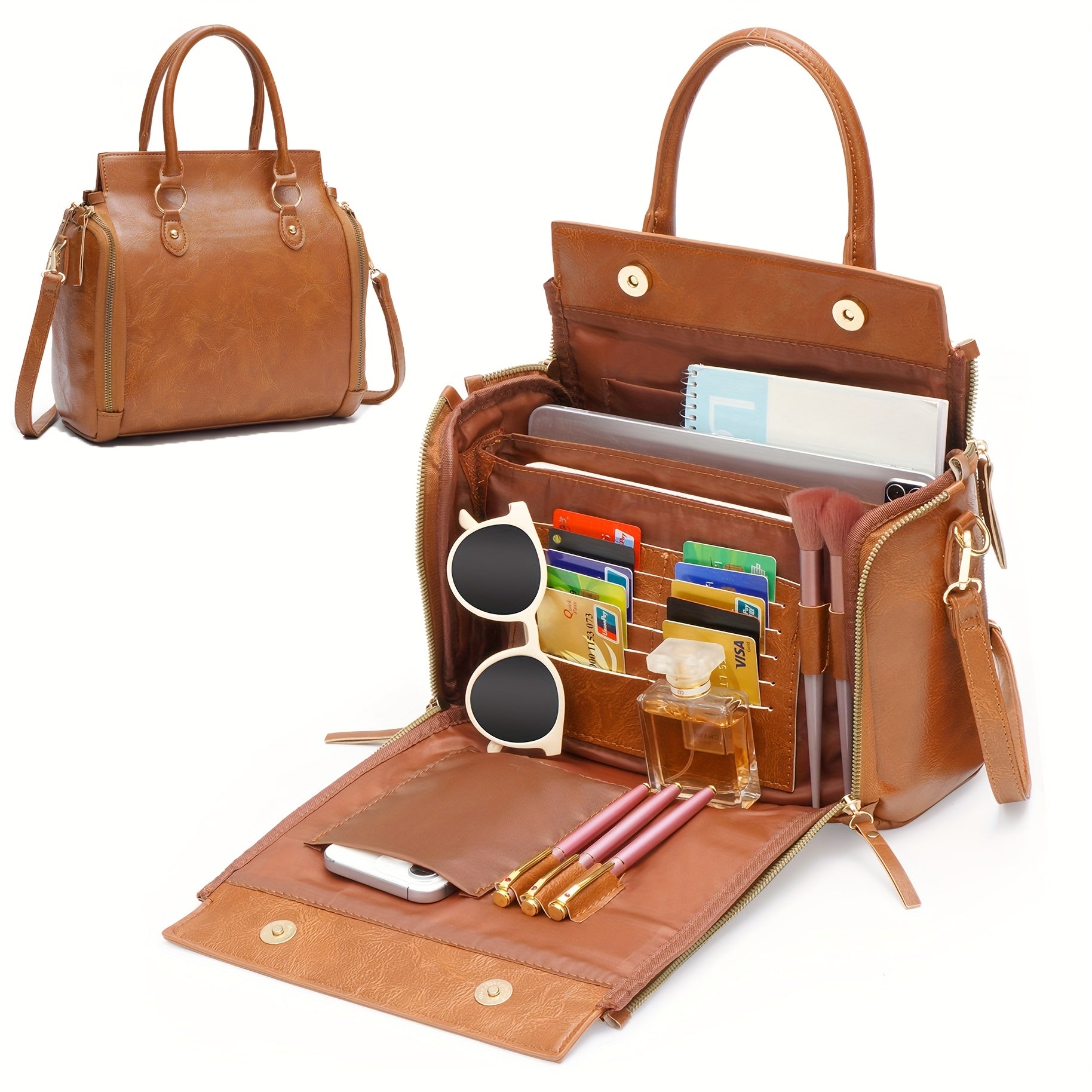 Handbag Western Women Bag Handbag Purse Portable Storage Bag with Multi Card Slots Women's Multi Layer Crossbody Bag