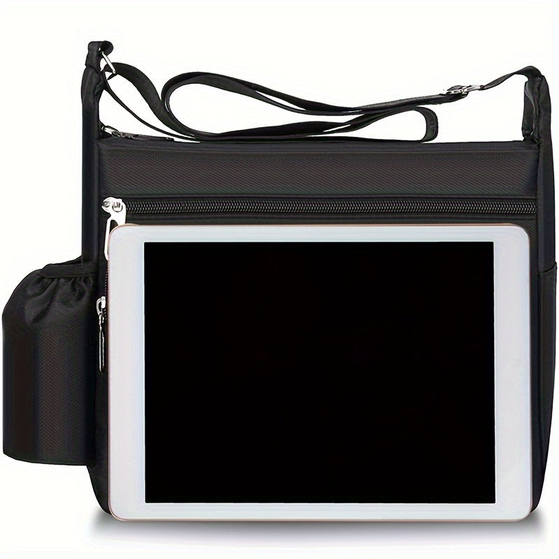 New Multi-Functional Casual Shoulder Bag for Women - Large Capacity, Zippered, Nylon Material, Adjustable Strap, and Polyester Lining